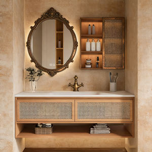 Meuble-lavabo mural de salle de bain de style antique européen classique de luxe 2026 avec <span class=keywords><strong>miroir</strong></span> LED et armoire de rangement - Product Image 5