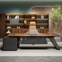 Bureau de direction en bois moderne, bureau de direction en forme de L, finition noyer foncé, table de bureau pour manager, directement de l'usine