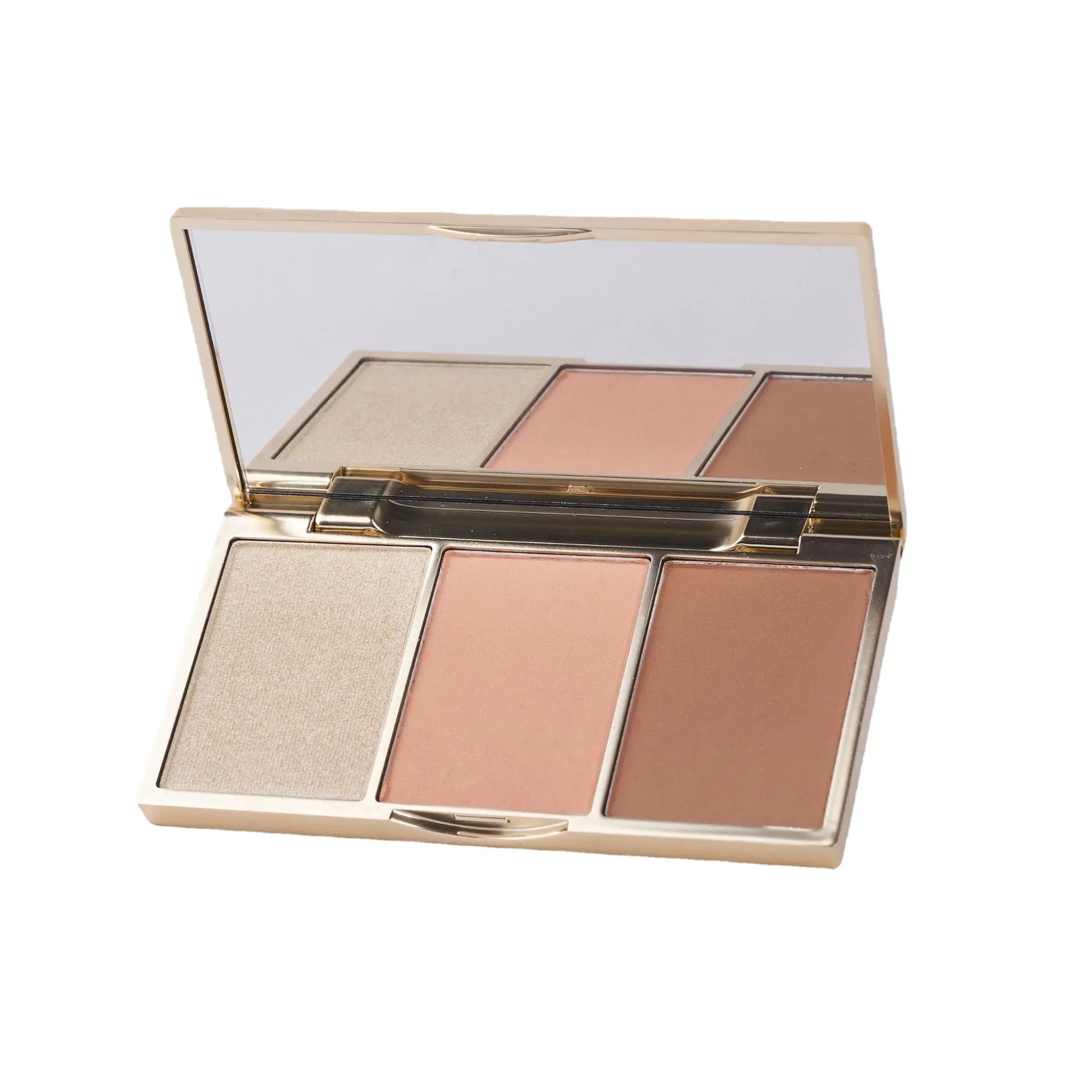 Wholesale Cosmetics Highlighter Make Up Private Label High Pigment Shimmer Makeup Blush Contour 3 In 1 Highlighter Palette