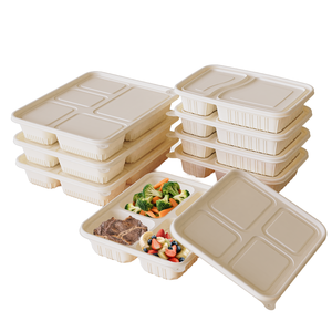 Dùng Một Lần Bao Bì Thực Phẩm <span class=keywords><strong>Container</strong></span> Hộp Đồ Ăn Nhẹ Tinh Bột Ngô 4 Ngăn Takeaway Bento Hộp Ăn Trưa Với Nắp - Product Image 1