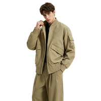 Blouson Bomber Rétro MA-1 en Coton Pur, Poids Standard, Fermeture Éclair Décontractée, Effet Délavé et Usé, Coupe Ample, Style Streetwear et Workwear