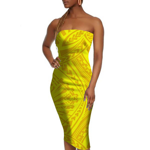 Drop Shipping Red Polynesian Tribal Träger loses Party kleid Sommer Samoa nisches Kleid Benutzer definierte Damen Wickeln Schulter Ärmellose Kleider - Product Image 3