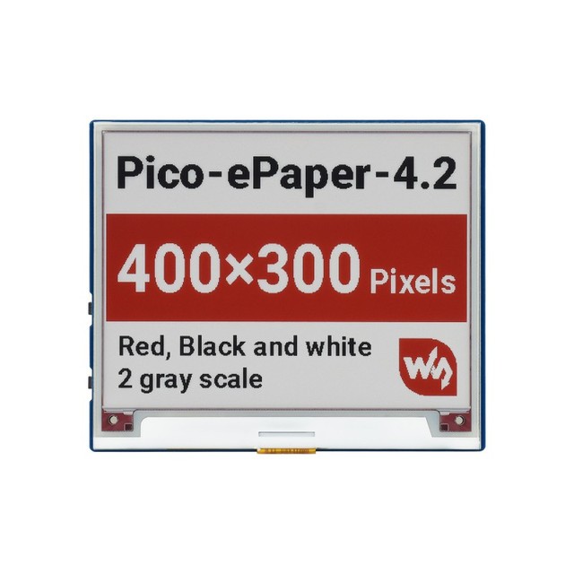 4.2inch E-Paper E-Ink Display Module (B) for Raspberry Pi Pico, 400x300, Red / Black / White, SPI