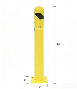 Zware stalen veiligheidspaal met zwarte waarschuwingsband, 4,5 inch diameter x 24 inch hoog, beveiligingspaal voor verkeer & parkeren - Product Image 5