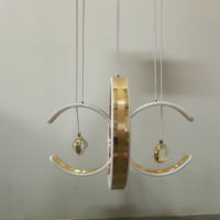 Lustre LED ovale doré avec pendentifs en cristal, commande sans fil, garantie de 3 ans, pour salle à manger, Asie centrale, CE 95W