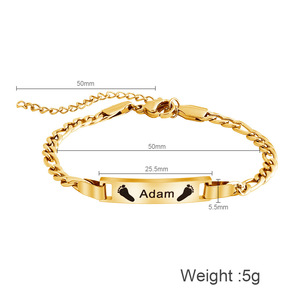 Bracelet personnalisé <span class=keywords><strong>en</strong></span> acier inoxydable avec chaîne <span class=keywords><strong>gourmette</strong></span>, nom personnalisé <span class=keywords><strong>en</strong></span> <span class=keywords><strong>or</strong></span> rose pour fille, garçon, bébé, style tendance pour fête - Product Image 5