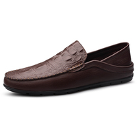 Mocasines de Cuero Transpirables Antideslizantes para Hombre, Talla Grande, Parte Superior de Cuero Vacuno Resistente a la Abrasión, Suela de Goma, Min Ke ASS