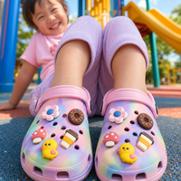 Ensemble de breloques pour chaussures en PVC mignonnes, décorations Kawaii (fleur, donut, café, canard, champignon) pour sandales à enfiler, personnalisables DIY, Marque HS, Unisexe