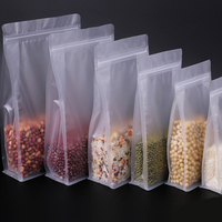 Pochette refermable à fermeture éclair, transparente mate, autoportante, à fond plat, à soufflet, à 8 côtés scellés, à quatre soudures, réutilisable, axée sur la sécurité
