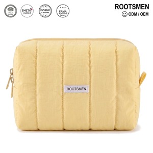 Trousse de Maquillage Matelassée Jaune Beurre Rembourrée Moyenne avec Fermeture Éclair Lisse en Polyester Personnalisable Logo OEM Voyage - Product Image 5