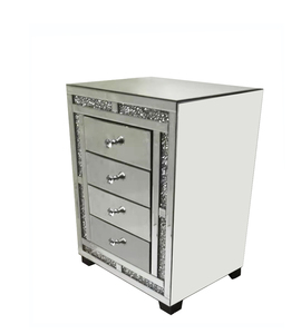 Sparkly Crushed Diamond Mirrored Bed 4 <strong>Drawers</strong> High <strong>Side</strong> Table Tall Chest - Product Image 3