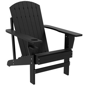 DB pour Offre Spéciale Chaise Adirondack classique Meubles de pelouse en bois résistants aux intempéries avec porte-gobelet pour patio extérieur - Product Image 1