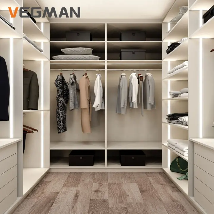 Design en bois modulaire personnalisé, placard de chambre moderne, armoire, dressing