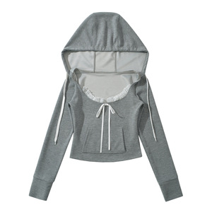 New Korean Style Lace <strong>Stitching</strong> Women's Two-Piece Set Slim-Fit Hooded <strong>Top</strong> Pleated Skirt Pants for Summer Spice Girl Design - Product Image 2