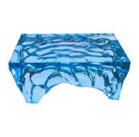 Table basse de luxe moderne en résine transparente, table d'appoint artistique haut de gamme, mobilier de maison personnalisable pour la réception