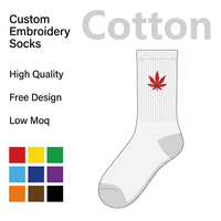 Chaussettes de sport brodées à motif feuille avec logo personnalisé de haute qualité, en coton peigné, confortables pour hommes et femmes, pour la vie quotidienne