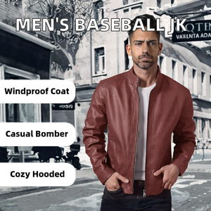 Veste en cuir PU pour homme Racbo Impex, col montant, fermeture éclair, couleur bordeaux unie, vêtement d'extérieur décontracté - Product Image 2