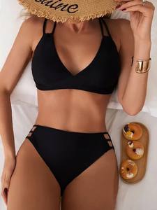 Conjunto a juego con logotipo personalizado Bikinis de culo para mujer Traje de baño de una pieza Parejas Traje de baño de dos piezas para mujer - Product Image 2