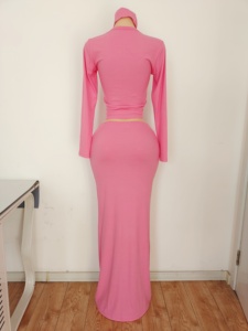 उच्च गुणवत्ता वाले बॉडीकॉन लंबी लड़की के अनुकूल 2 टुकड़े सेट कपास महिला सुरुचिपूर्ण नवीनतम डिजाइन रिबन फर्श लंबाई स्कर्ट मैक्सी कपड़े - Product Image 4