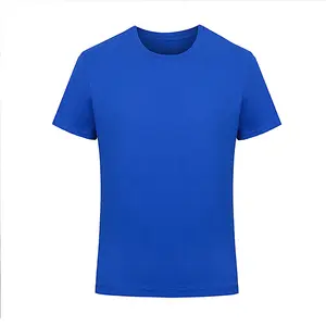 T-Shirt Casual Plus Size da uomo di nuovo Design in cotone cardato in fabbrica T-Shirt tinta unita in tessuto tinto