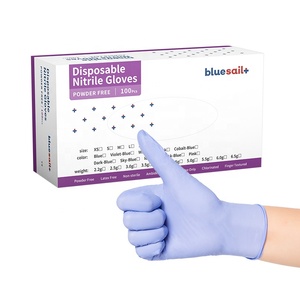 Guantes de nitrilo texturizados para las yemas de los dedos Violeta Azul Impermeable Desechable 4mil Guantes de examen de nitrilo sin polvo para uso médico - Product Image 1