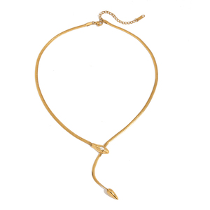 Collane di Tendenza J&D in Acciaio Inossidabile Placcato <span class=keywords><strong>Oro</strong></span> 18K con Zirconi, Esclusive Collane a Serpente da Donna - Product Image 6