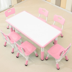 Ensemble table et chaise d'étude modernes réglables en hauteur pour enfants, meubles <span class=keywords><strong>de</strong></span> maison en MDF, ensemble table et chaise pour tout-petits pour les jardins d'enfants - Product Image 1