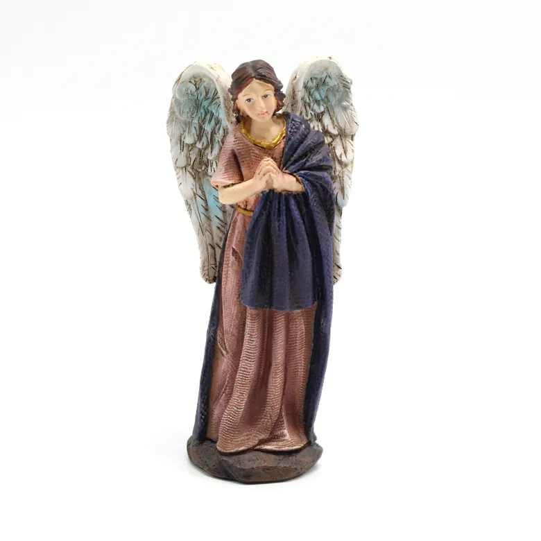 تماثيل دينية كاثوليكية عالية الجودة من البولي تراثيرين يصلي ماريا بأجنحة مخصصة رخيصة تماثيل دينية كاثوليكية
