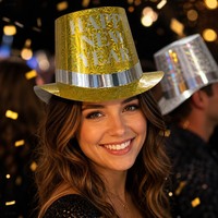 Cornets de fête bruyants avec feuilles d'argent et franges dorées, vente en gros, pour le Nouvel An