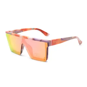 Lunettes de soleil tendance de luxe, une seule pièce, <span class=keywords><strong>lentille</strong></span> néon arc-en-ciel, UV400, club orange, <span class=keywords><strong>lentille</strong></span> miroir, logo personnalisé, activités de plein air, protection <span class=keywords><strong>UV</strong></span> - Product Image 1