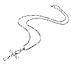 Trang Sức Tôn Giáo Ai Cập Cổ Đại Không Phai Màu Đơn Giản Mặt Dây Chuyền Chữ Thập Bằng Thép Titan Vòng Cổ Vàng <span class=keywords><strong>Gents</strong></span> Hip Hop - Product Image 4