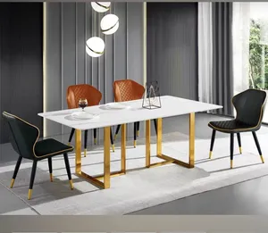 北欧家居咖啡店风格新款更便宜最新优雅奢华家居层压板光泽矩形烧结石餐桌