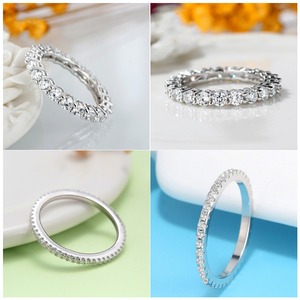 Anillos de Eternidad de Oro de 14K SR-2 RINNTIN, Anillo Apilable de Plata de Ley 925 con Circonita Cúbica Simulando Diamantes, Anillo de Bodas para Mujer - Product Image 3