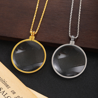 Collier Loupe Vintage en Alliage avec Chaîne Longue de 90 cm, Pendentif Monocle de Lecture Fonctionnel, Vente en Gros
