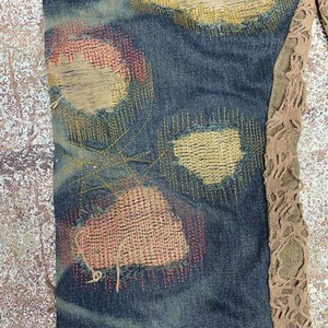 Jeans bootcut pour homme de qualité supérieure, style streetwear, effet délavé et vieilli, avec patchwork et motif 3D pour l'hiver 2025 - Product Image 5