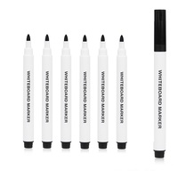 En stock – Lot de 6 stylos effaçables à sec entièrement noirs, pointe fine 3 mm, marqueurs pour tableau blanc, pour calendrier, bureau, salle de classe