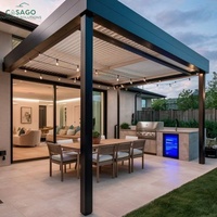 Pavillon extérieur haut de gamme en aluminium blanc à lames orientables, auvent électrique à ouverture motorisée, structure durable et antirouille pour jardin