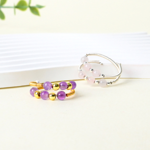 แหวนลูกปัดคริสตัลปรับขนาดได้ประดับด้วยลูกปัดอเมทิสต์ทำมือจาก New Chuse Jewelry ปี 2026 สำหรับเป็นของที่ระลึก - Product Image 4