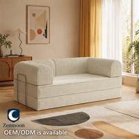 Canapé-lit combiné Zenmoon à compression 3 places, directement de l'usine ; utilisation en salon, 2-en-1 rotatif et extensible, en chenille/corduroy