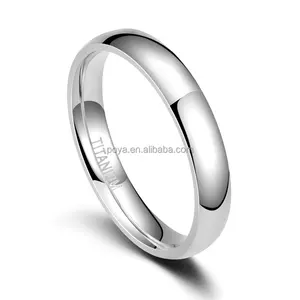 Poya anel de titânio para homens e mulheres, anel de prata simples combinando, 2/4/6/8mm