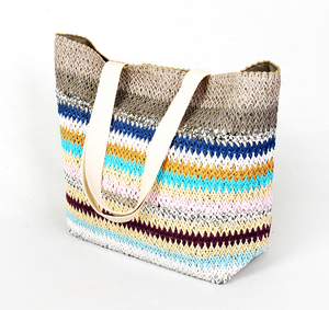 La moda debería grandes rayas Bolso tote <span class=keywords><strong>de</strong></span> playa <span class=keywords><strong>de</strong></span> verano <span class=keywords><strong>de</strong></span> 2019 Bolsas <span class=keywords><strong>de</strong></span> paja - Product Image 2