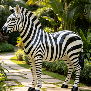 Grande Scultura in Resina e Fibra di Vetro di Animali della Giungla e Safari: Giraffa, Zebra, Tigre, Scimmia, Statua Ornamentale da <span class=keywords><strong>Giardino</strong></span> - Product Image 1