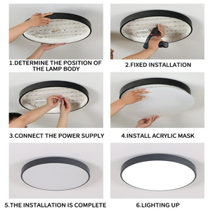 Lámpara LED de Techo RGB CCT con Retroiluminación Ambiental, Diseño Circular de 360°, Aluminio y Cristal, Montaje Superficial para Hogar u Oficina - Product Image 6