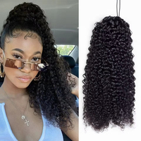 Extensions de cheveux naturels brésiliens vierges 100 % bruts, queue de cheval à cordon, vente en gros