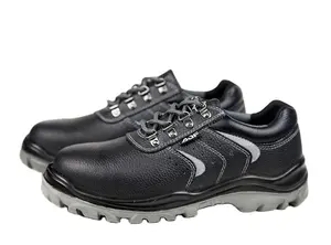 T502 SB+I Plastic Head Black Second-layer Leather Sandwich Lining High Elastic Sponge Insole Safety Shoes