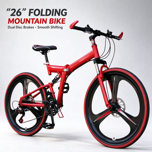 Bicicleta de Montaña Plegable de Acero de <span class=keywords><strong>26</strong></span> Pulgadas, 21 Velocidades, Doble Suspensión, Rueda Integral de 3 Radios, Freno de Disco, Bicicleta MTB para Adultos, Venta al Por Mayor OEM - Product Image 1