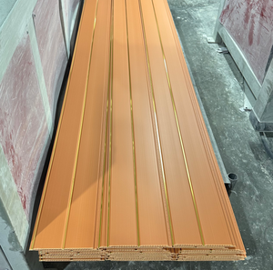 Pannello Murale in PVC Effetto <span class=keywords><strong>Legno</strong></span> Laminato a Due Scanalature da 30CM per <span class=keywords><strong>Rivestimento</strong></span> Pareti di Camere d'Albergo Contemporanee - Product Image 5