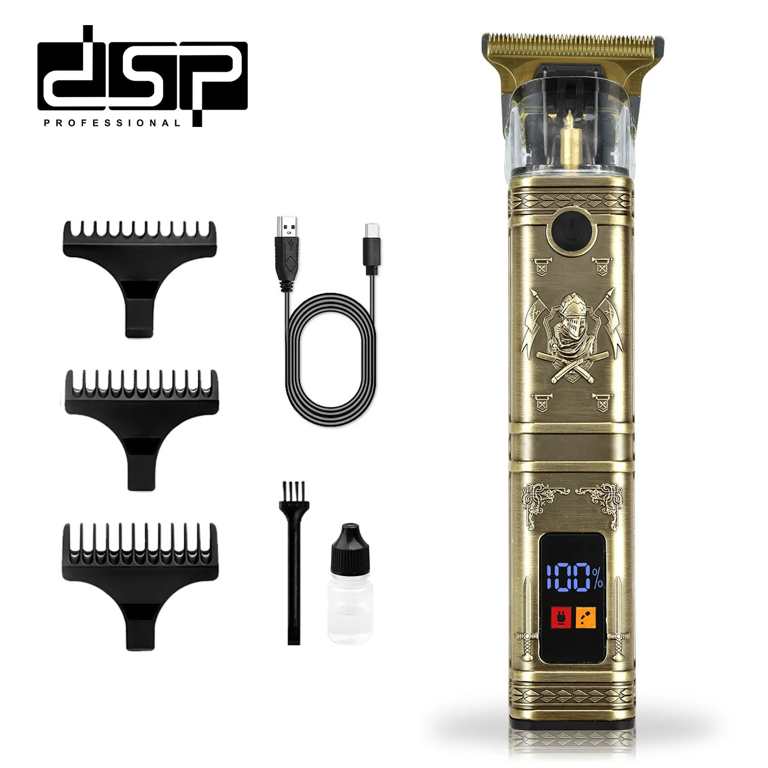 DSP alat cukur rambut profesional, pemangkas rambut gaya memahat, kabel USB T9 pemangkas rambut