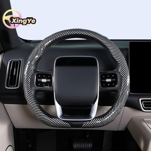 Funda para <span class=keywords><strong>Volante</strong></span> de Coche con Textura de Fibra de Carbono, Forma de D, Hebilla a Presión, Base Plana Antideslizante para <span class=keywords><strong>Ford</strong></span> <span class=keywords><strong>Fiesta</strong></span> Mk7 - Product Image 1