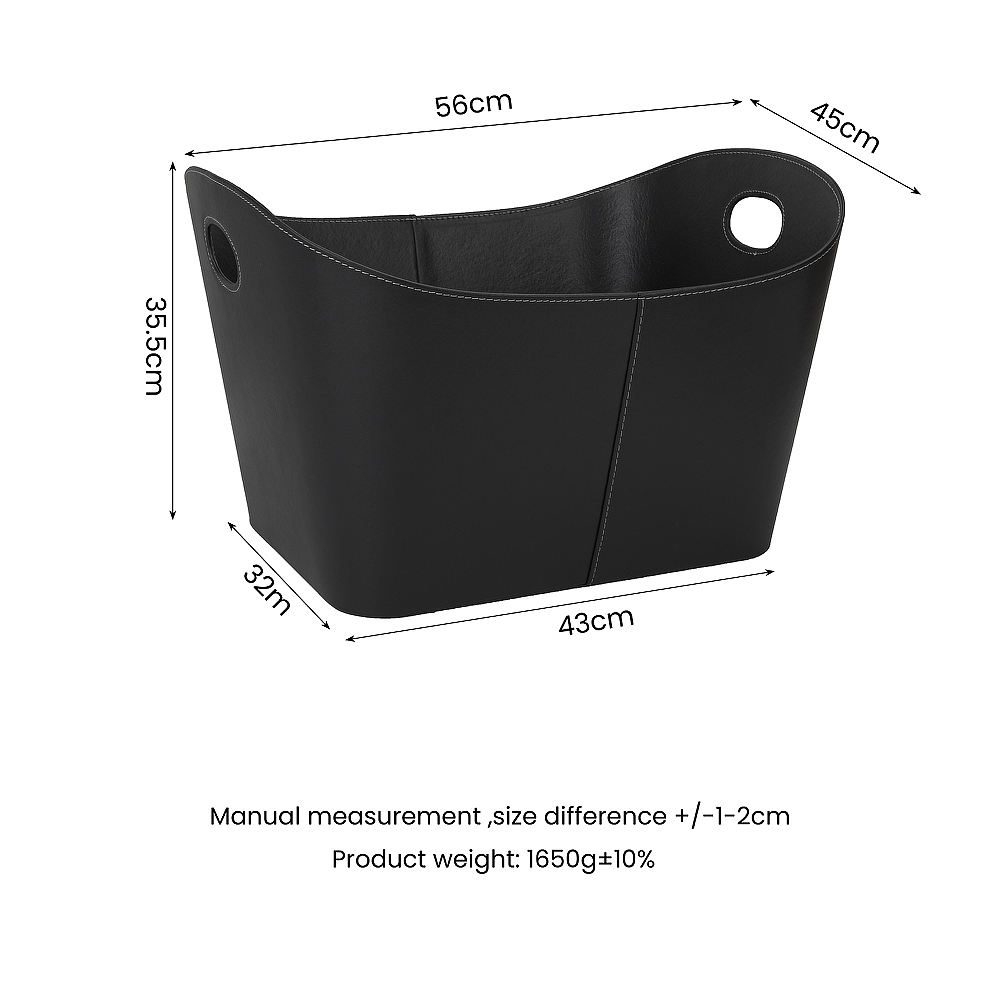 ตะกร้าฟืนหนังพร้อมที่จับ